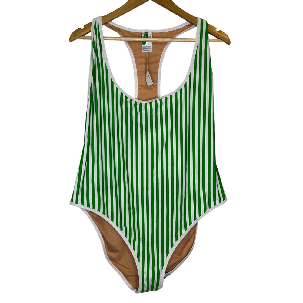 NWT J.Crew Green Stripe Swimsuit One Piece sz 20
